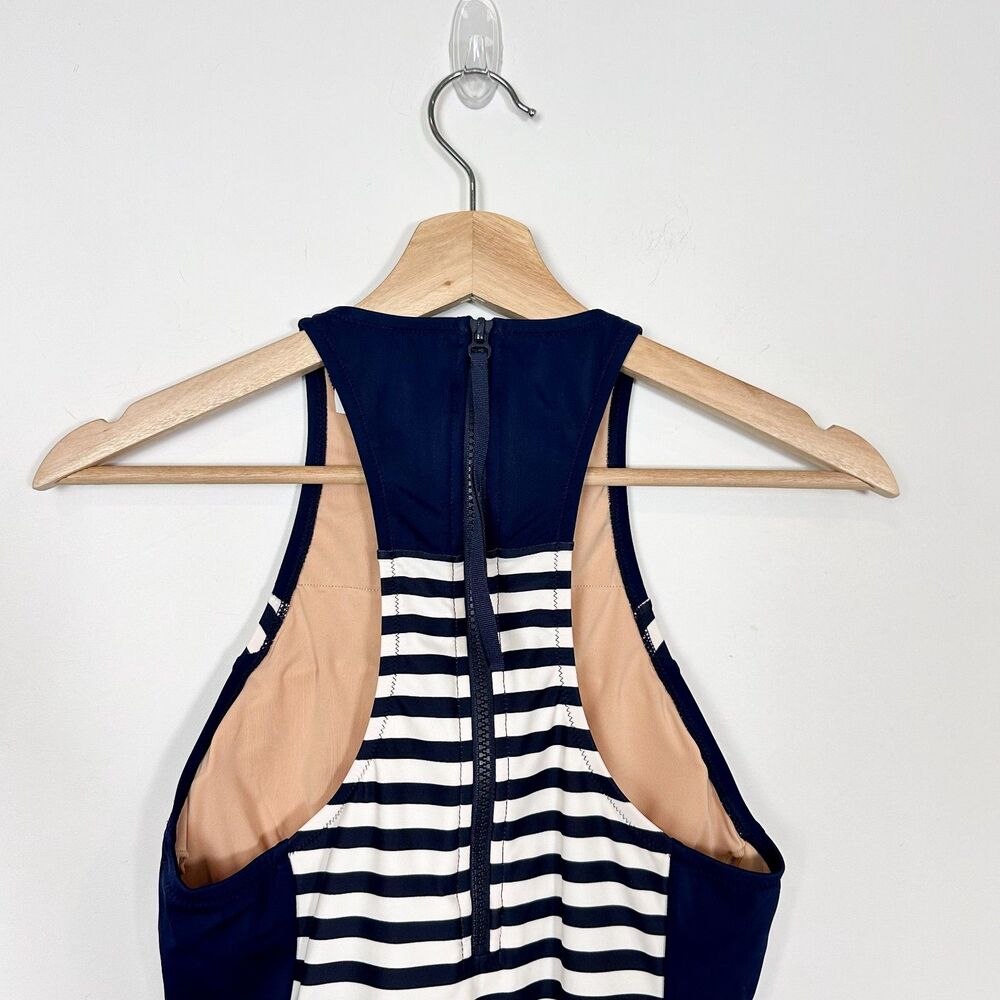 J. Crew One Piece Swimsuit Navy Stripe Sz 4 - Picture 5 of 9